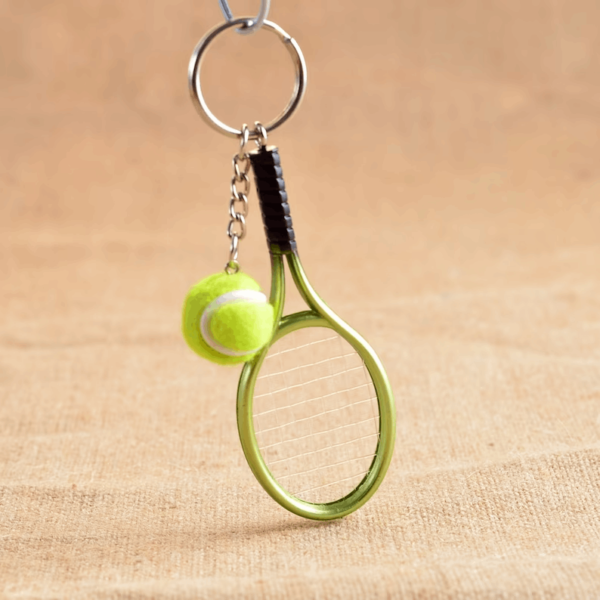 Tennis Key Chain,Mini Tennis Set,Backpack Keychain, Souvenir for Tennis Game,Gift for Tennis Team,Gift for Athlete,Backpack Keychain