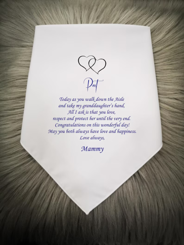 Personalized gifts to the man marrying my granddaughter, Printed Handkerchief, Keepsake gift, Wedding, from Grandparents of the bride,HY1377